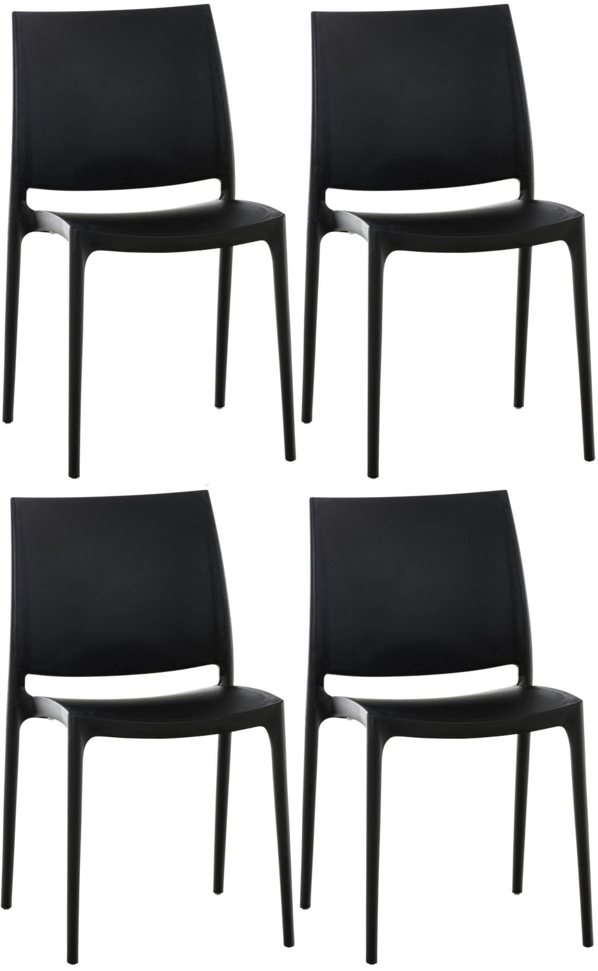 GARTENSTUHL 4er Set Kunststoff schwarz - Schwarz, Kunststoff (44/81/50cm) - CLP