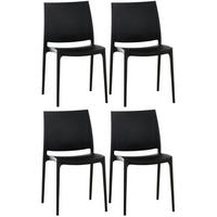 GARTENSTUHL 4er Set Kunststoff schwarz - Schwarz, Kunststoff (44/81/50cm) - CLP