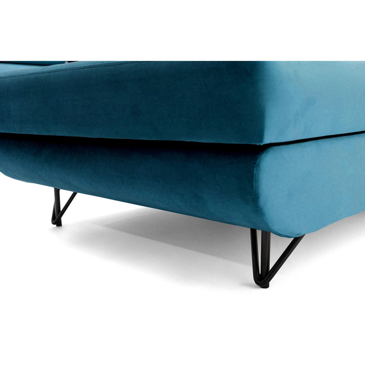 ECKSOFA U-Form JUNIOR U Links mit Schlaffunktion 128x254 Velours Smaragdgrün - Smaragdgrün/Schwarz, Holz/Textil (323/90/184cm) - Muffo