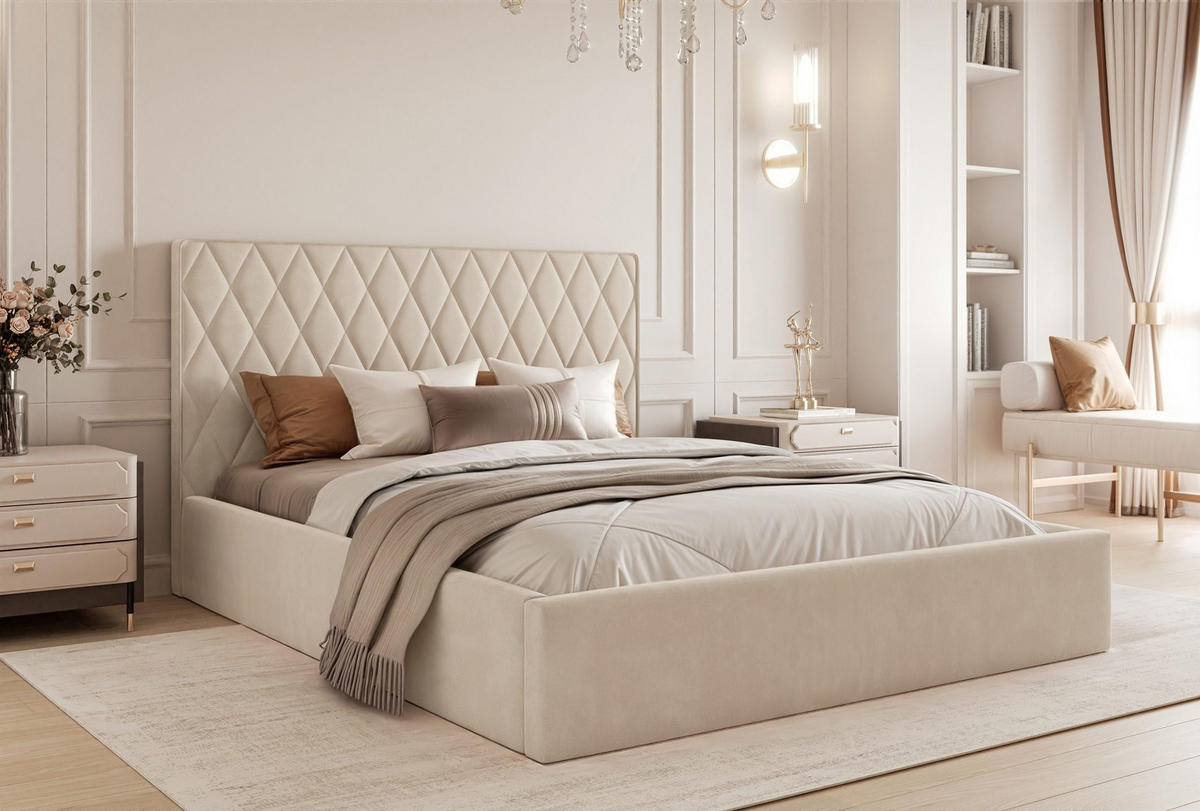 POLSTERBETT Cupo 180x200 cm, Creme - Creme, Textil (180/200cm) - Fedve