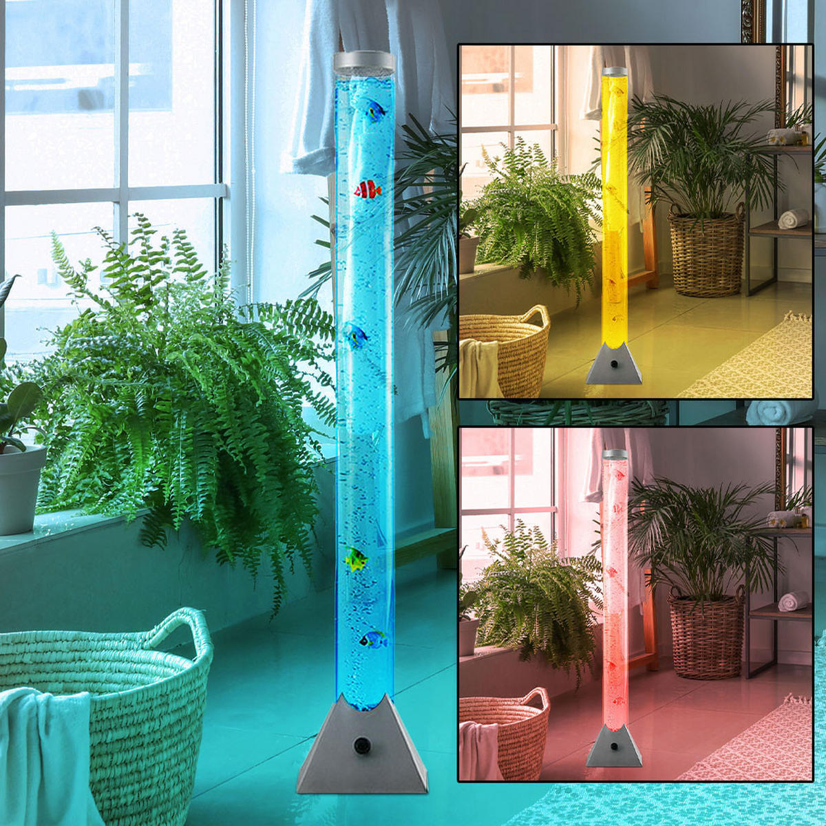 LED STEHLEUCHTE MOTION Silber Metall - Silberfarben, Kunststoff (10/10/130cm) - Globo Lighting