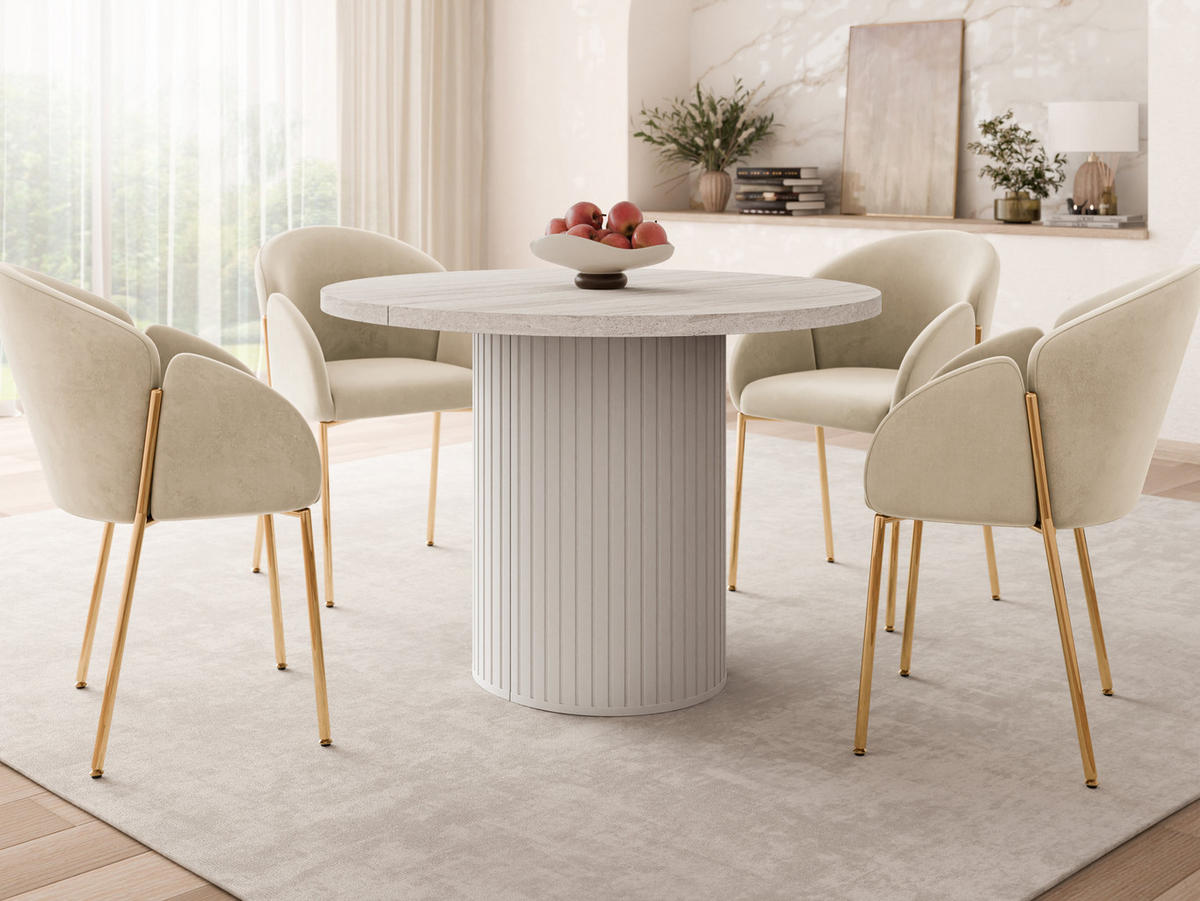 ESSTISCH Ovalio - Sandfarben/Beige, Holzwerkstoff (100/100/75cm) - MIRJAN24