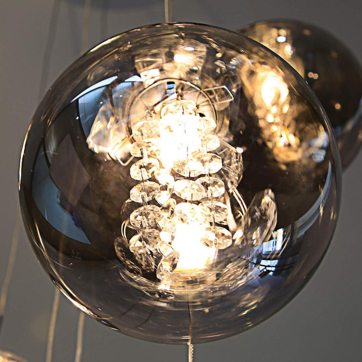 LED-HÄNGELEUCHTE Flamjarl 30/150/30 cm - Grau, Glas (30/30/150cm) - ZMH