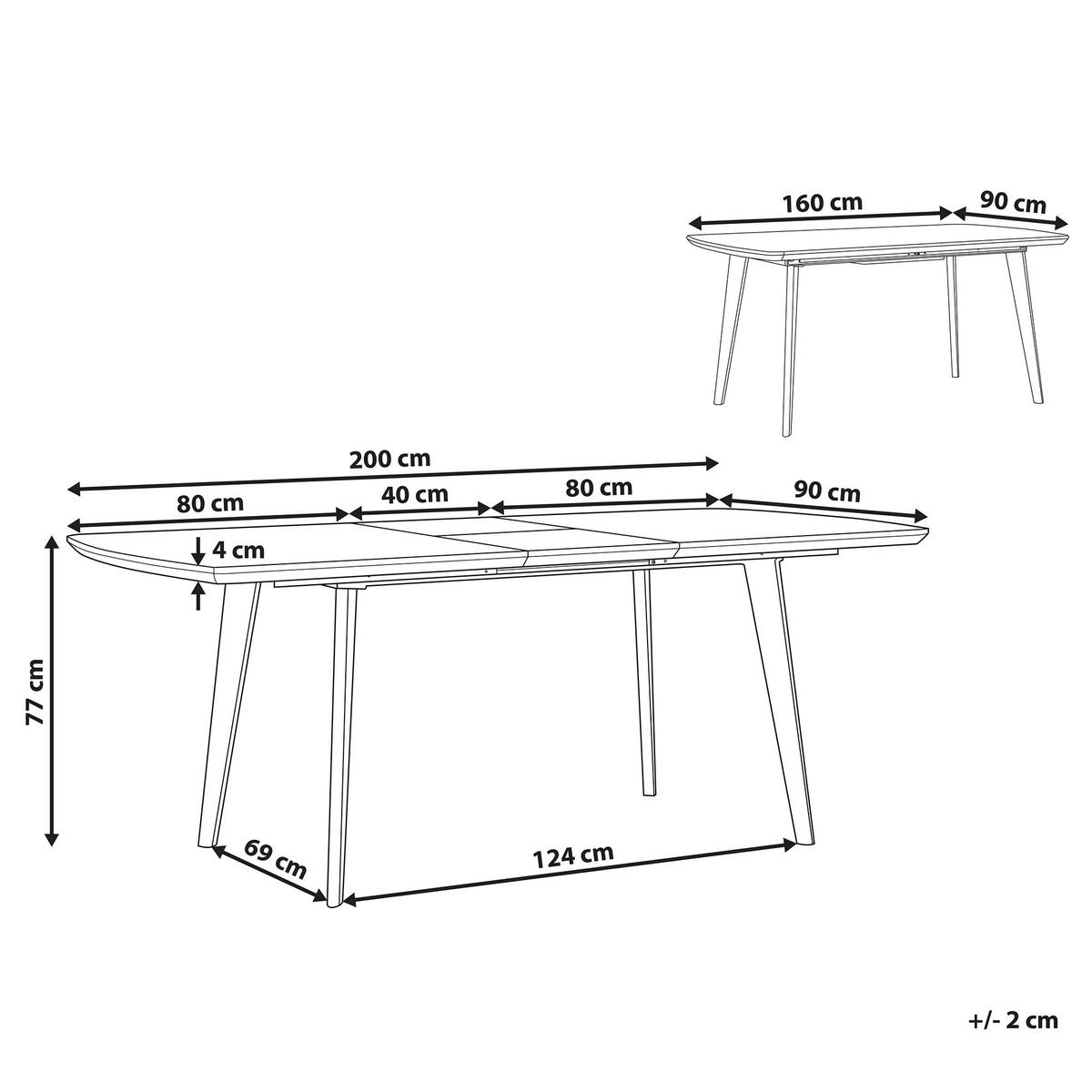 ESSTISCH 160-200/90/77 cm Weiß, Goldfarben Rechteckig Mosby - Weiß, Holzwerkstoff (200/90/77cm) - Beliani