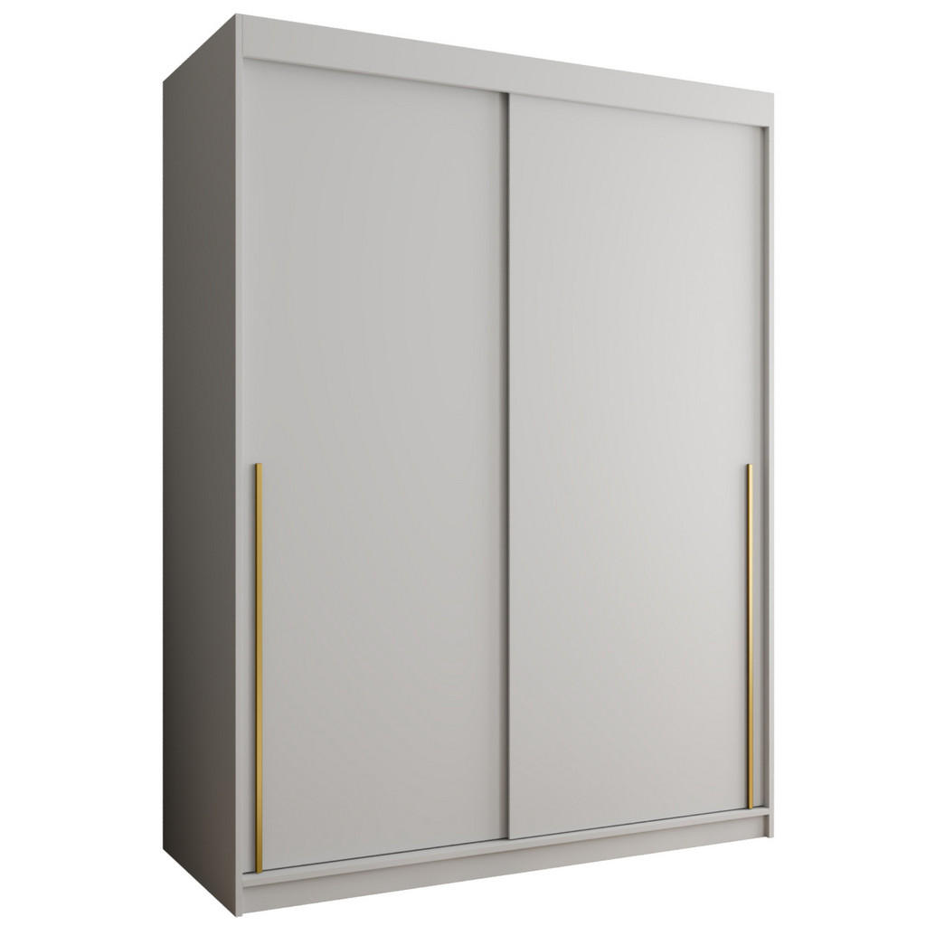Home Collective ŠATNÍ SKŘÍŇ S POSUVNÝMI DVEŘMI 150 cm šířka, bílá se zlatým úchytem