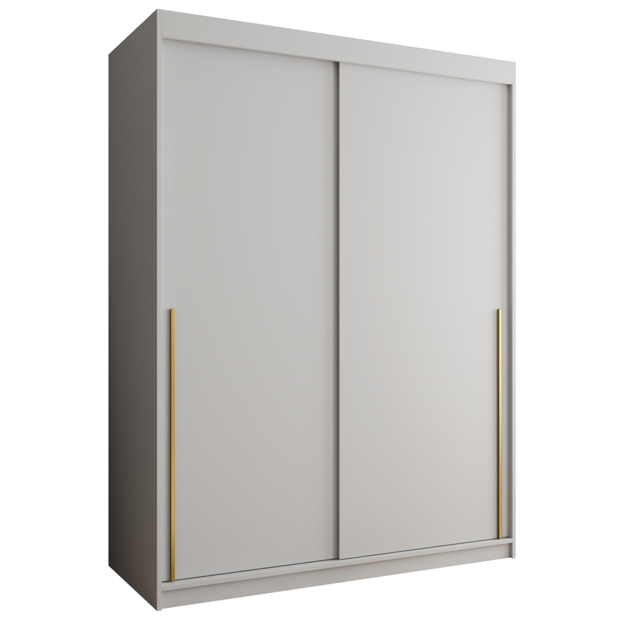 SCHIEBETÜRENSCHRANK 150 cm Breite Weiß mit goldenem Griff - Goldfarben/Weiß, Holzwerkstoff (150/200/62cm) - Home Collective