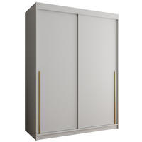 SCHIEBETÜRENSCHRANK 150 cm Breite Weiß mit goldenem Griff - Goldfarben/Weiß, Holzwerkstoff (150/200/62cm) - Home Collective