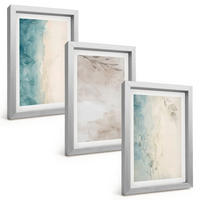 BILDER SET 3er Set - 20x30 cm Silberner Rahmen - Feine Aquarelltexturen - Silberfarben, Kunststoff (20/30cm) - TULUP
