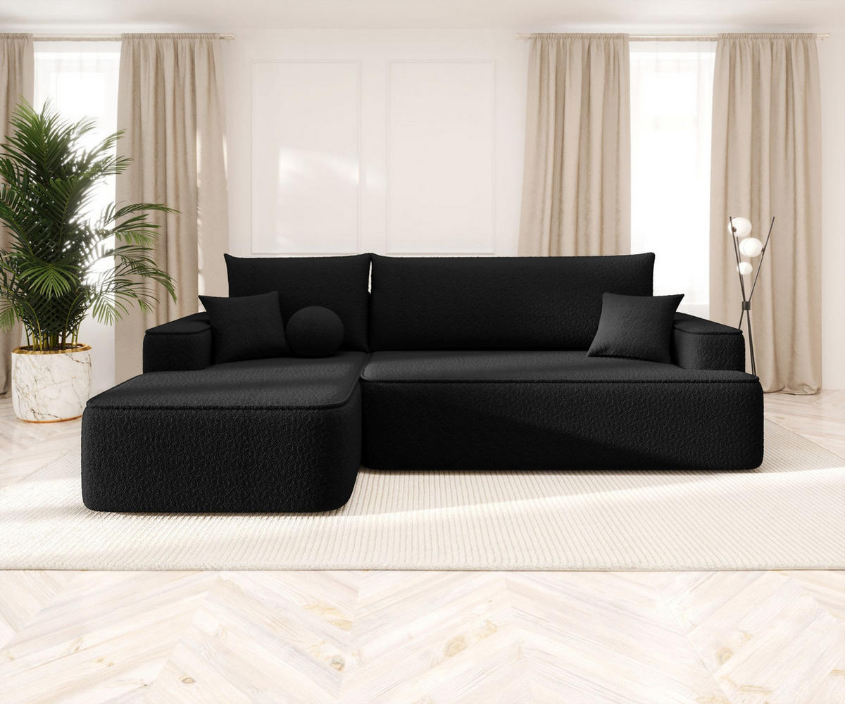 ECKSOFA mit Schlaffunktion FIGO Quelle 100 Links - Schwarz, Textil (250/150cm) - Bedante