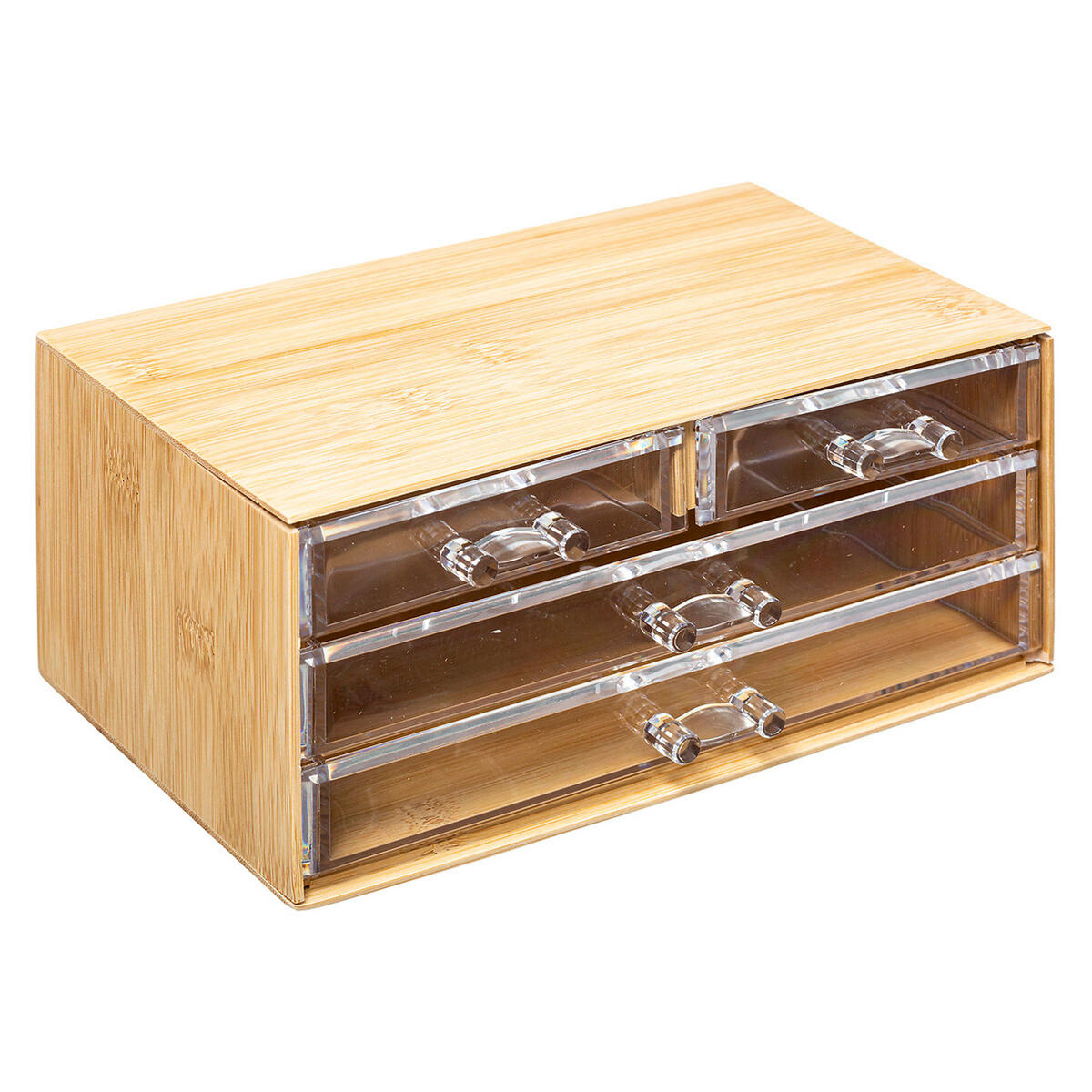 SCHMUCKBOX Selena mit 4 Schubladen, Bambus, Kunststoff, 23 x 15 x 10 - Beige, Holz (10.35/15.3/24cm) - 5five Simply Smart