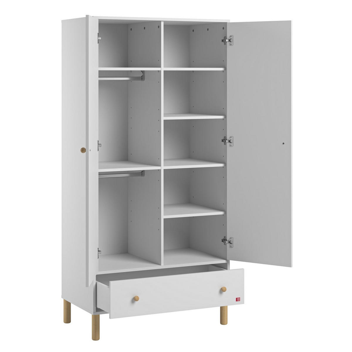 SCHRANK, 2 Türen und 1 Schublade Tela - H185 cm - Weiß, Holzwerkstoff (50/185/90cm) - Calicosy