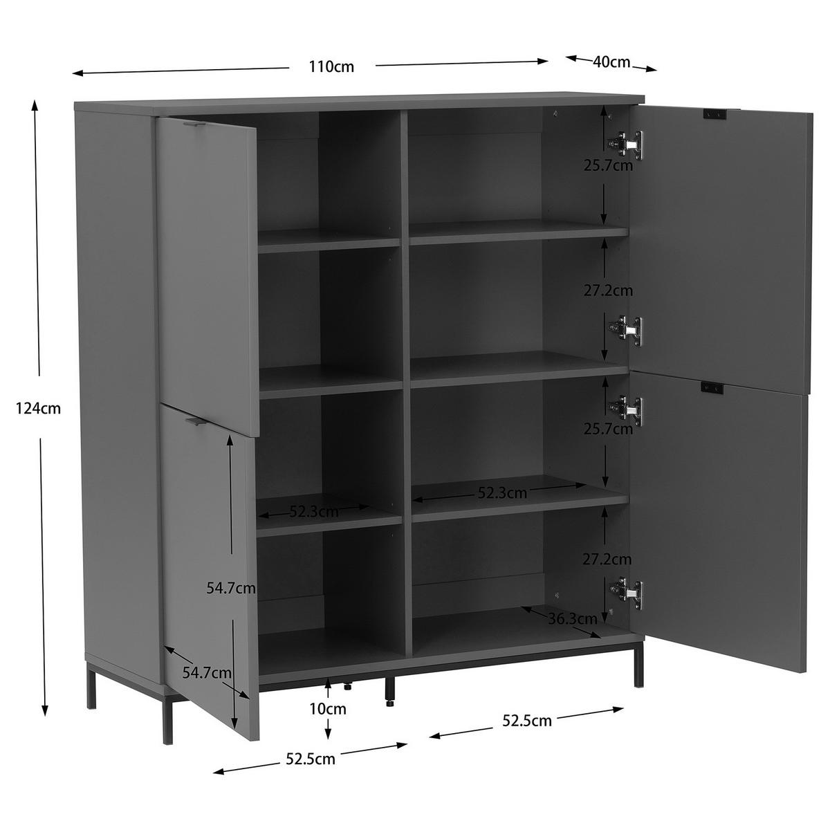 HIGHBOARD - Eisen / MDF - Taupe, Holzwerkstoff/Metall (110/124/40cm) - home24