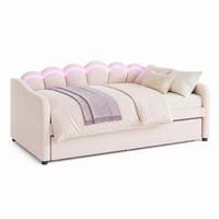 POLSTERBETT 90/200 mit Ausziehbett, LED-Umgebungslicht und Fernbedienung in Rosa - Rosa, Holzwerkstoff/Textil (90/200cm) - EVRYAE