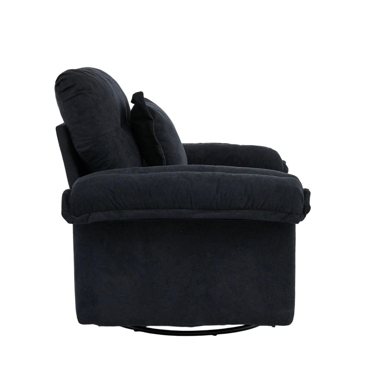 SESSEL in Schwarz mit 360°-Drehfunktion und Chenillebezug,84/116/96 cm - Schwarz, Textil (84/96/116cm) - Flora Grace