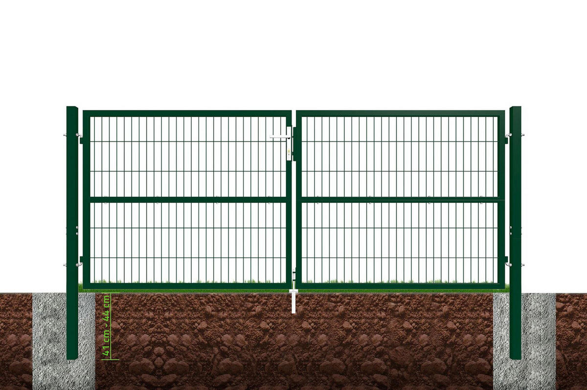 ZAUNTOR Razo Grün 3m H.120 cm + TÜRCHEN 1m H.120cm - Grün, Metall (306/126cm) - Casanoov