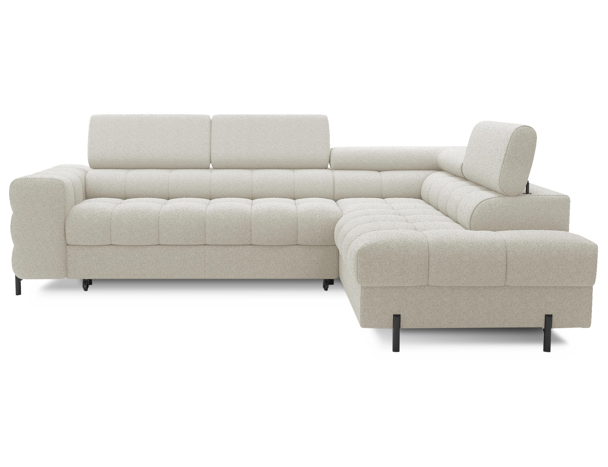 ECKSOFA FERUCCE L-Form – Polsterecke mit Schlaffunktion, Bettkasten & verstellbaren Kopfstützen 276 cm - Hellgrau, Kunststoff (276/200cm)
