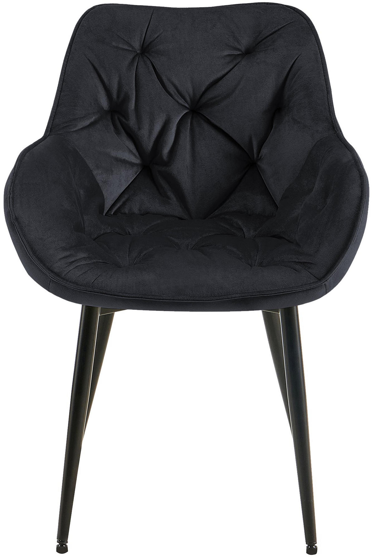 ESSZIMMERSTUHL VIVI Schwarz Samt Metall 83x58x62 cm - Schwarz, Textil/Metall (58/83/62cm) - DELUKE