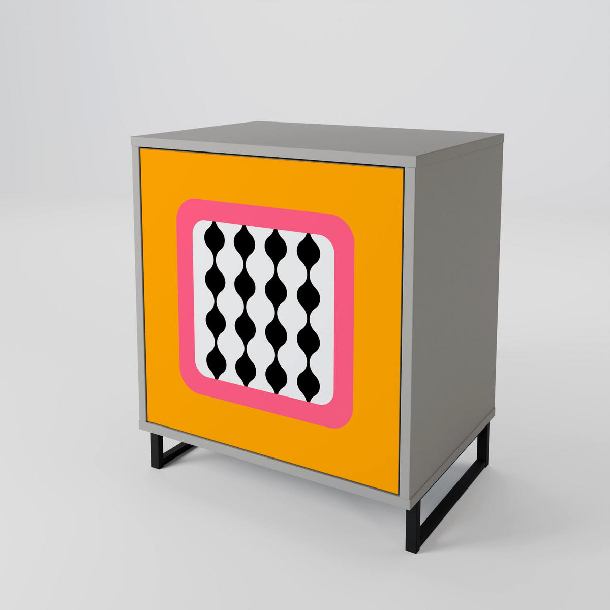 SIDEBOARD TEARS IN HEAVEN, Grau, 57,5x42x77,5 cm, Schräge Buchenholzfüße - Buchefarben/Multicolor, Holzwerkstoff/Buchenholz (57.5/77.5/42cm) - SpaceRebels