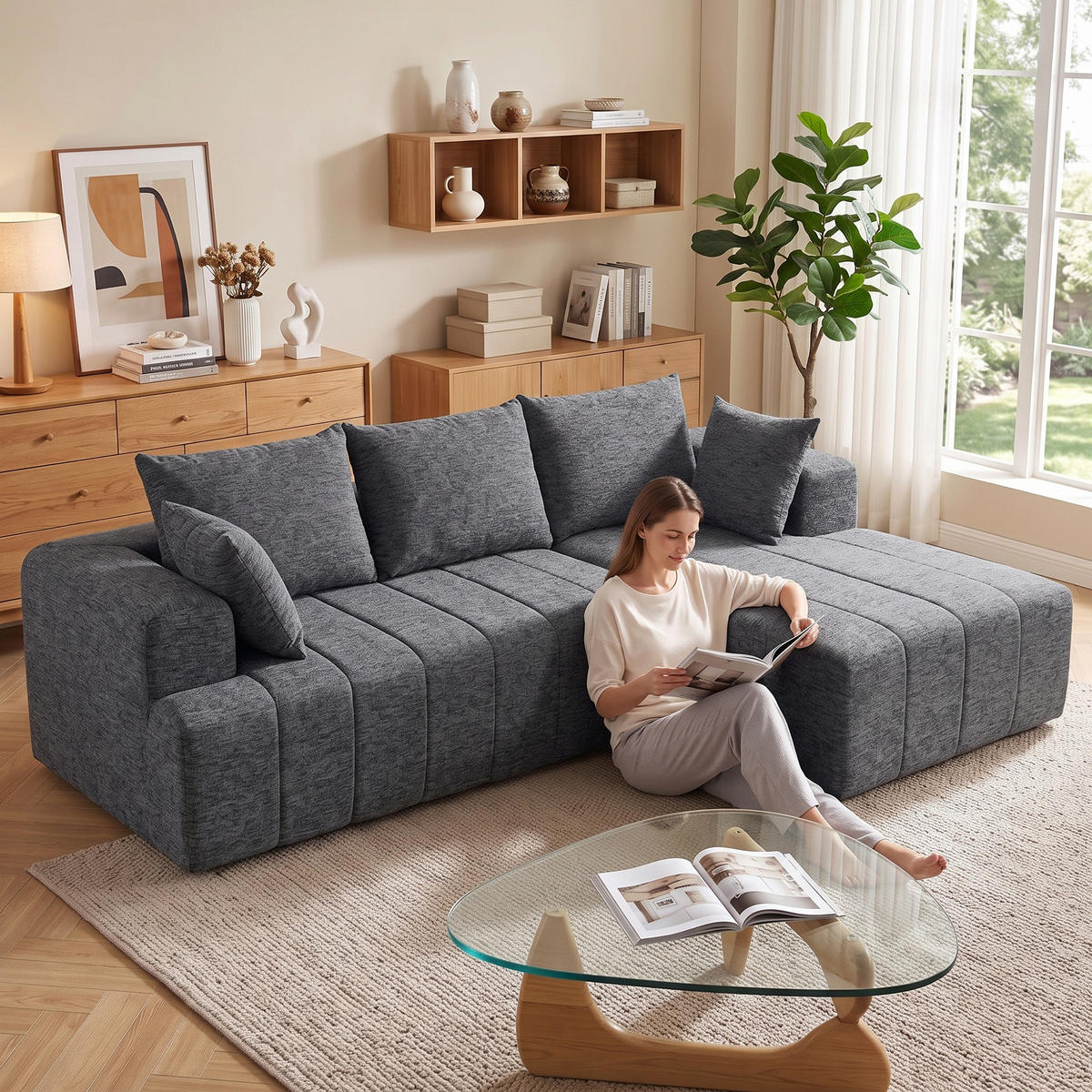 ECKSOFA Grau 256.0/158.0/85.0 cm - Grau, Textil (158/256cm)