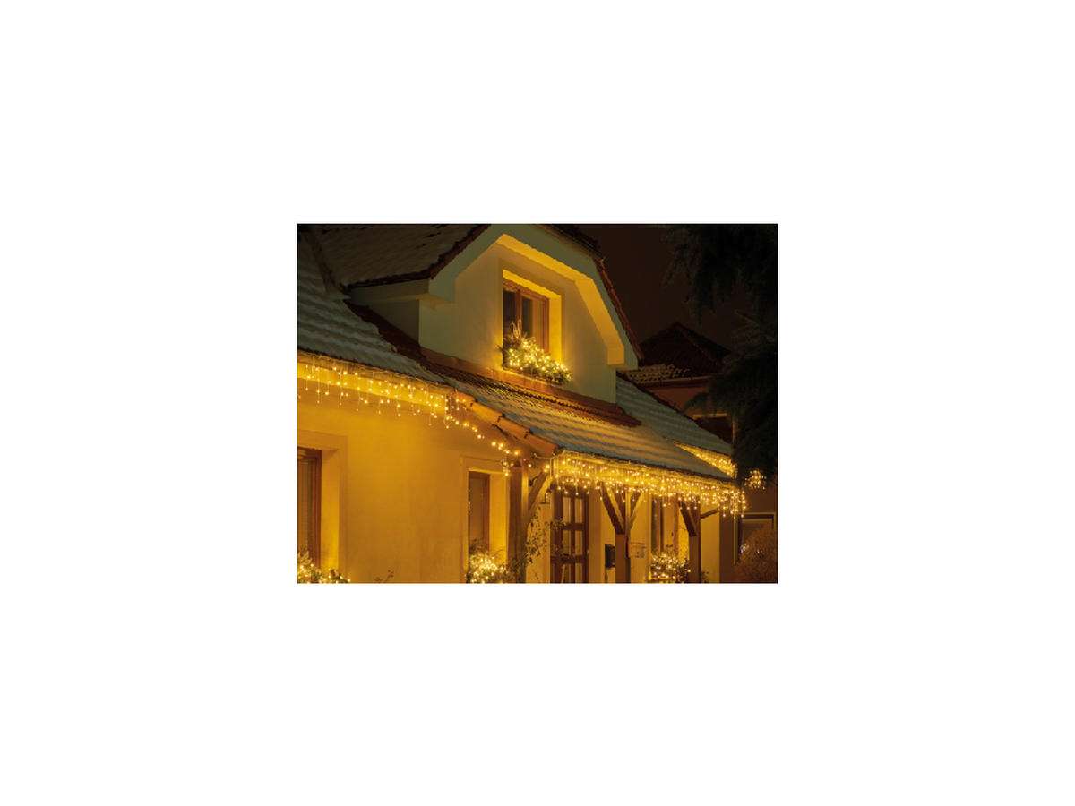 LED-LICHTERKETTE mit Lichtvorhang WARMWEISS 2,5 × 0,9 m - STANDARD - koppelbar - Gelb/Weiß, Kunststoff (250cm) - LAALU