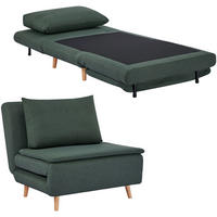 SCHLAFSESSEL 3-in-1 DE-08256 mit Bettfunktion Dunkelgrün - Dunkelgrün, Holzwerkstoff (95/80/90cm) - ComfortXL