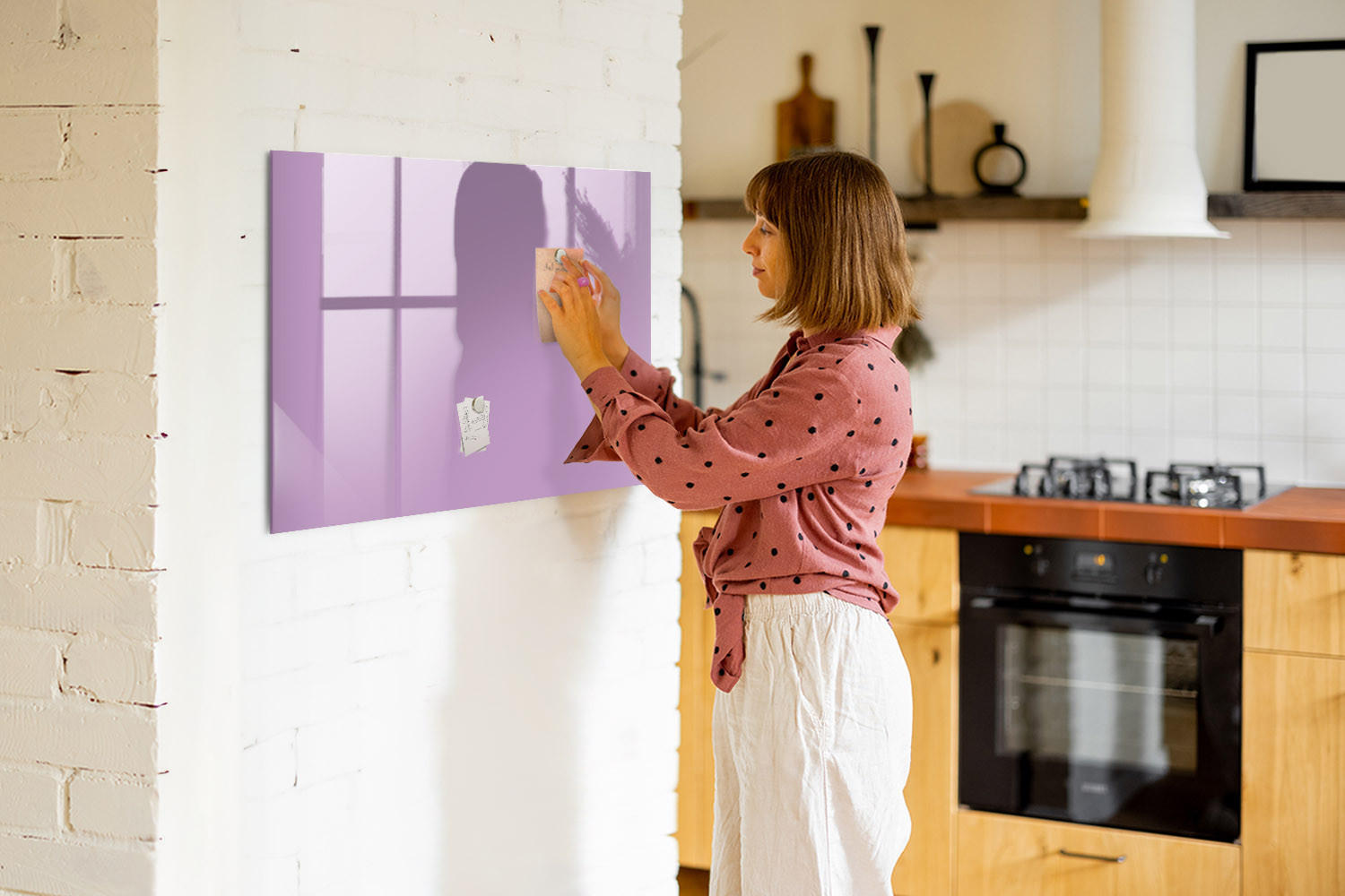 MAGNETTAFEL 100x70 Flieder schwarzer Marker - Violett, Glas (100/0.4/70cm) - TULUP