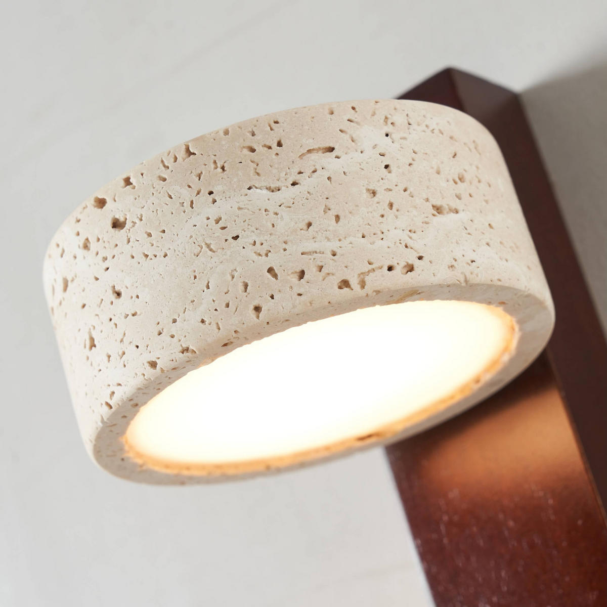 WANDLEUCHTE Fiorenzo, Beige, Weiß und Holz, 23cm - Beige, Stein (10/23/13cm) - KOSILUM