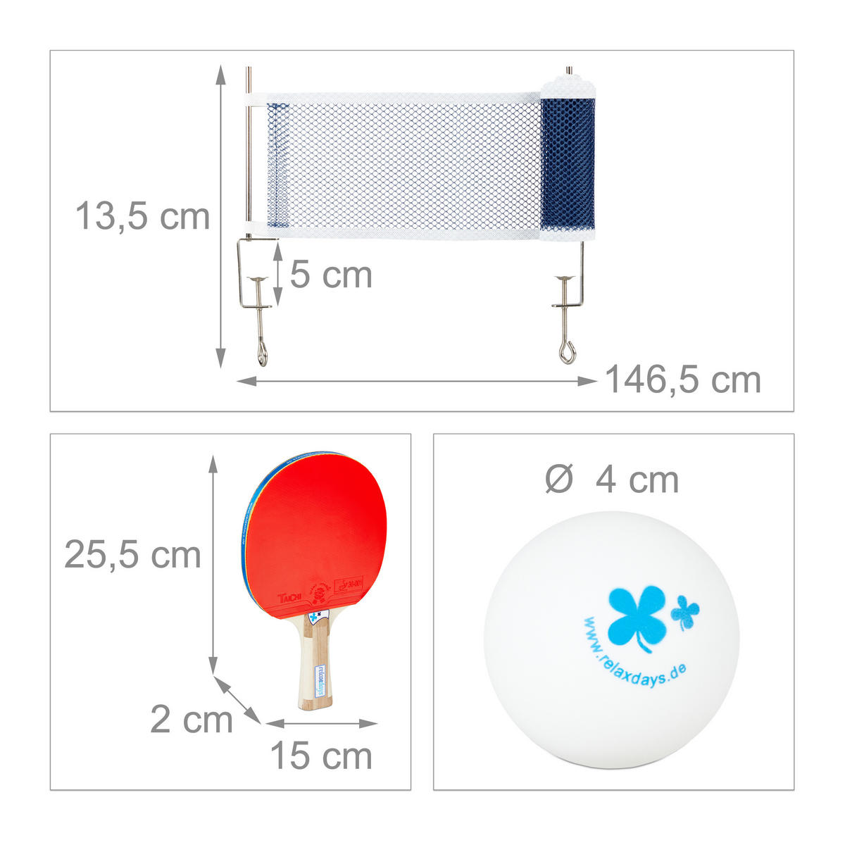 TISCHTENNIS Set - Multicolor, Holz/Kunststoff (150/5cm) - Relaxdays