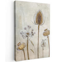 LEINWANDBILD Blumen - Aquarell - Stilleben - Braun - Vintage 80x120 cm - Beige, Textil (80/120cm) - MuchoWow