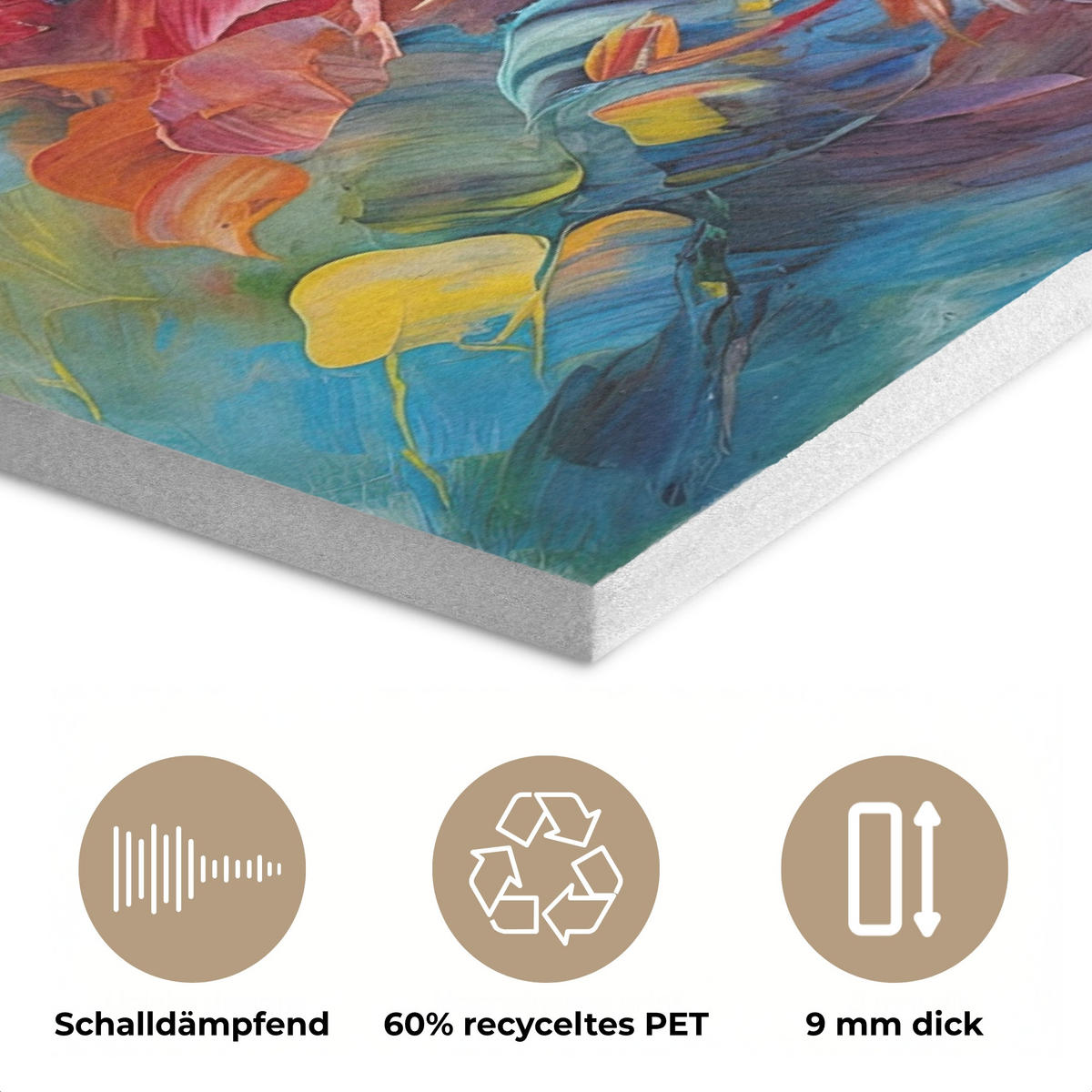 AKUSTIKBILD Ölgemälde - Kunst - Abstrakt - Farbenfroh Akustikpaneele 90x60 cm - Altrosa, Kunststoff (90/60/0.9cm) - MuchoWow