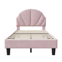 POLSTERBETT 90x200 cm Kinderbett, Einzelbett mit gepolstertem Muschel-Kopfteil, höhenverstellbar, Lattenrost, Rosa - Rosa, Metall (90/190cm) - EuroLiving