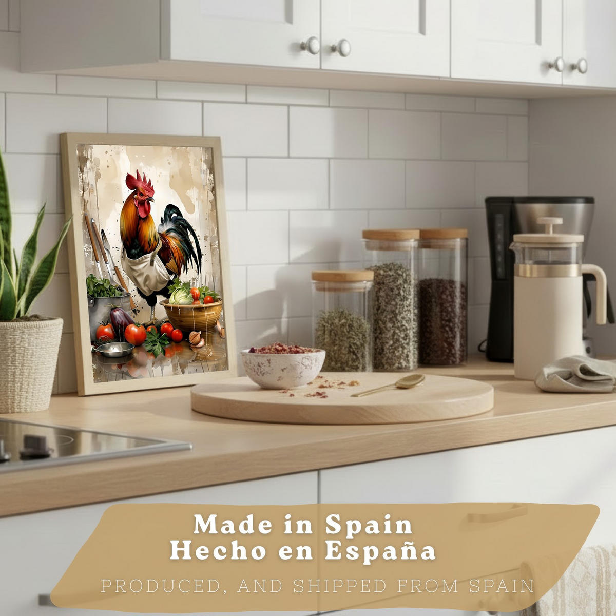 PLAKAT Sada 2 Animal Chef A4 Lehký dřevěný rám - béžová, papír (29.7/1/21cm) - Nacnic
