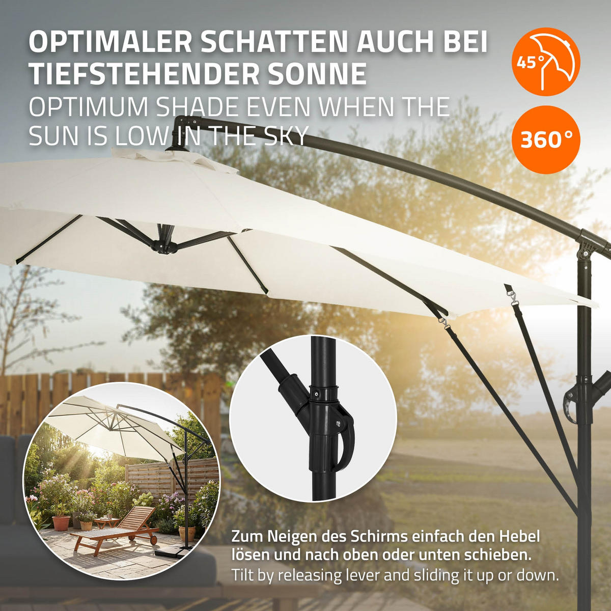 AMPELSCHIRM Ø 300 cm in Beige aus Aluminium - Beige, Metall (300/300cm) - ML-DESIGN