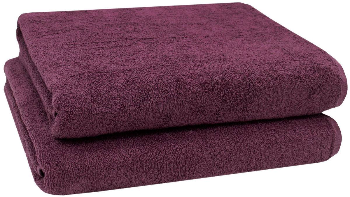 BADETUCH, 2er-Set, 100x150 cm, 100% Baumwolle, Rot - Brombeere, Textil (100/150cm) - Zollner