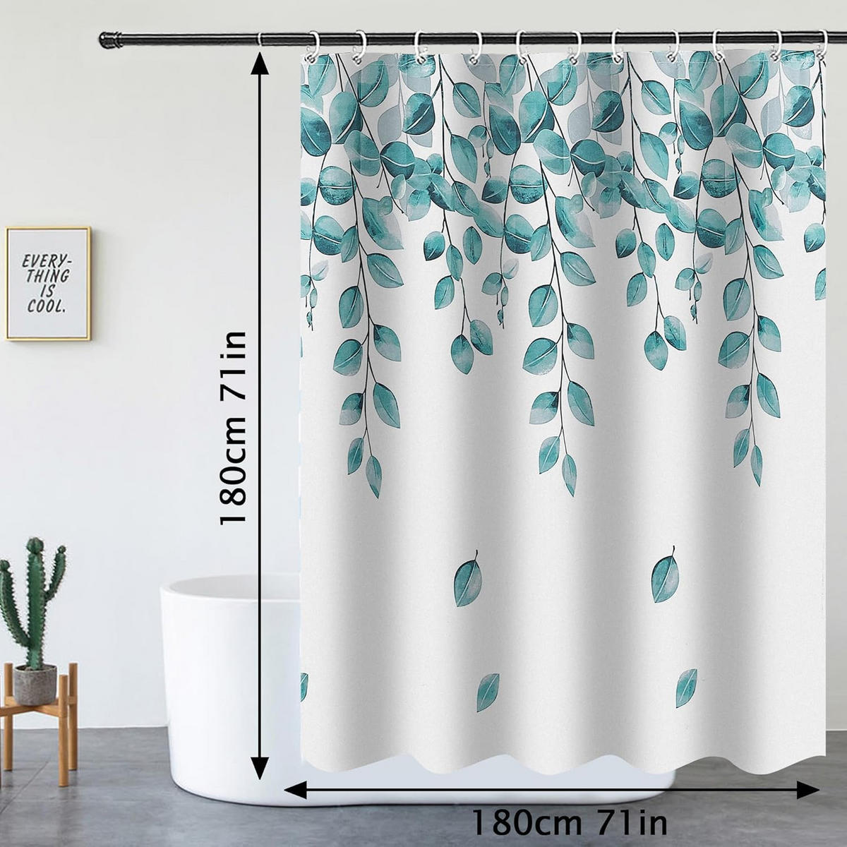 DUSCHVORHANG Polyester wasserdicht maschinenwaschbar mit Haken Badezimmer - Weiß, Textil (180/180cm) - MCBOSON
