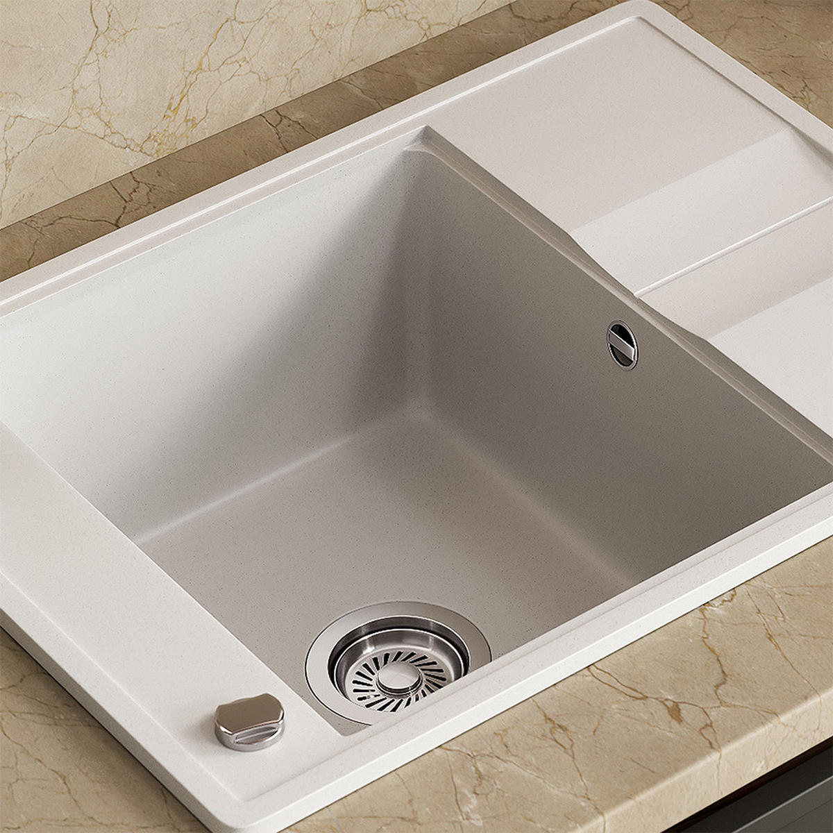 SPÜLBECKEN Osaka Weiß 67 x 50 cm - Weiß, Keramik (67/20/50cm) - Bergstroem