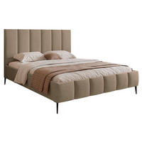 POLSTERBETT Sarafino Dunkelbeige Samt 160x200 cm - Beige/Schwarz, Textil/Metall (160/200cm) - Selsey