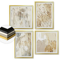 WANDBILDER 4er Set - 50x50 cm & 40x60 cm Goldrahmen - Beige abstrakte Formen Linien - Goldfarben, Kunststoff (50/50cm) - ArtPrintCave