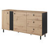 SIDEBOARD MADDALENA 165/83/40 cm mit 3 Schubladen und 2 Türen Anthrazit - Eiche Artisan, Holzwerkstoff (165/83/40cm) - MASSENO
