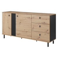 SIDEBOARD MADDALENA 165/83/40 cm mit 3 Schubladen und 2 Türen Anthrazit - Eiche Artisan, Holzwerkstoff (165/83/40cm) - MASSENO
