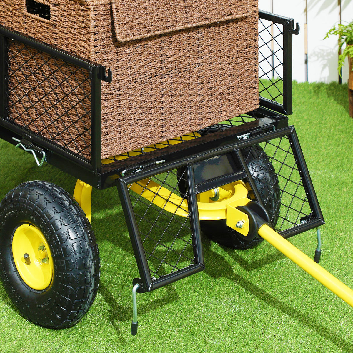 TRANSPORTWAGEN DE-17587 abnehmbare Seitenwände, 200 kg Schwarz - Schwarz, Metall (54/51/104cm) - ComfortXL