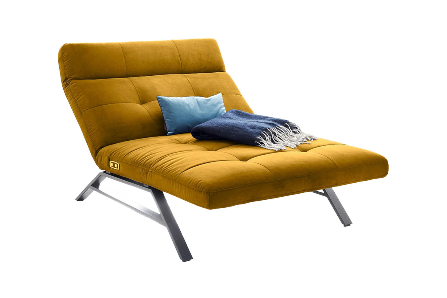 LIEGE AMERIVA Gelb Velvet - Gelb/Silberfarben, Textil (120/110/158cm) - KAWOLA