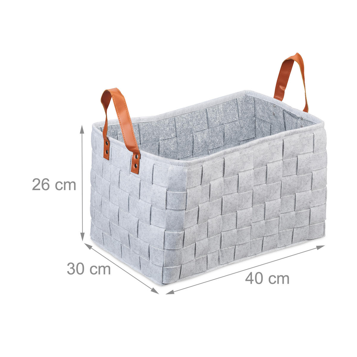 AUFBEWAHRUNGSKORB - Grau, Kunststoff/Textil (30/40/26cm) - Relaxdays