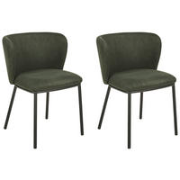 ESSZIMMERSTUHL 2er-Set Polsterbezug Grün Mina - Grün, Textil/Metall (45/75/52cm) - Beliani