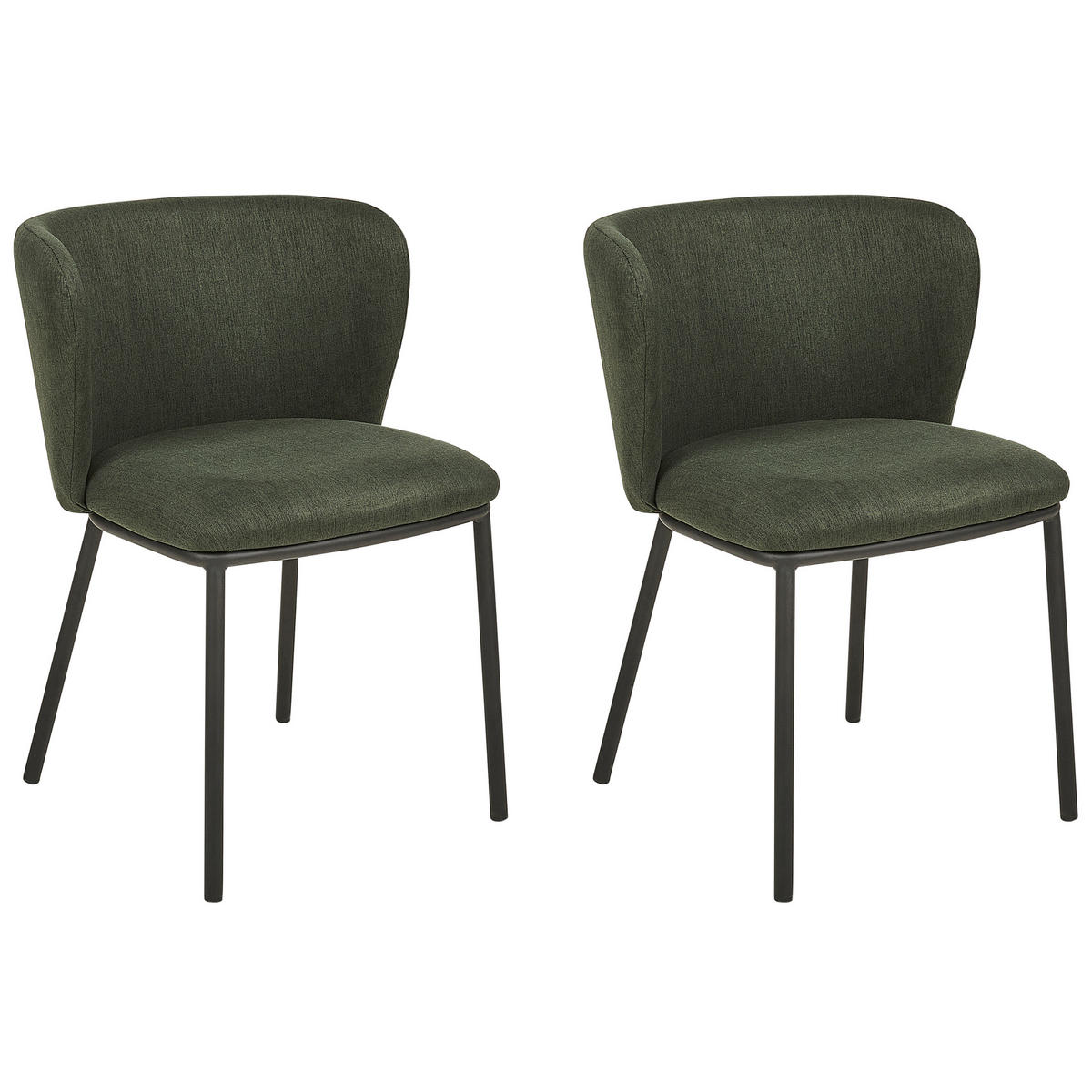 ESSZIMMERSTUHL 2er-Set Polsterbezug Grün Mina - Grün, Textil/Metall (45/75/52cm) - Beliani