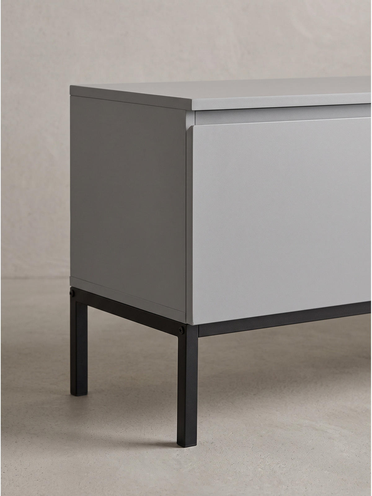 LOWBOARD GAETA, MDF, Hellgrau, 150 x 37 x 46 cm - Schwarz/Grau, Holzwerkstoff/Metall (150/46/37cm) - KADIMA DESIGN
