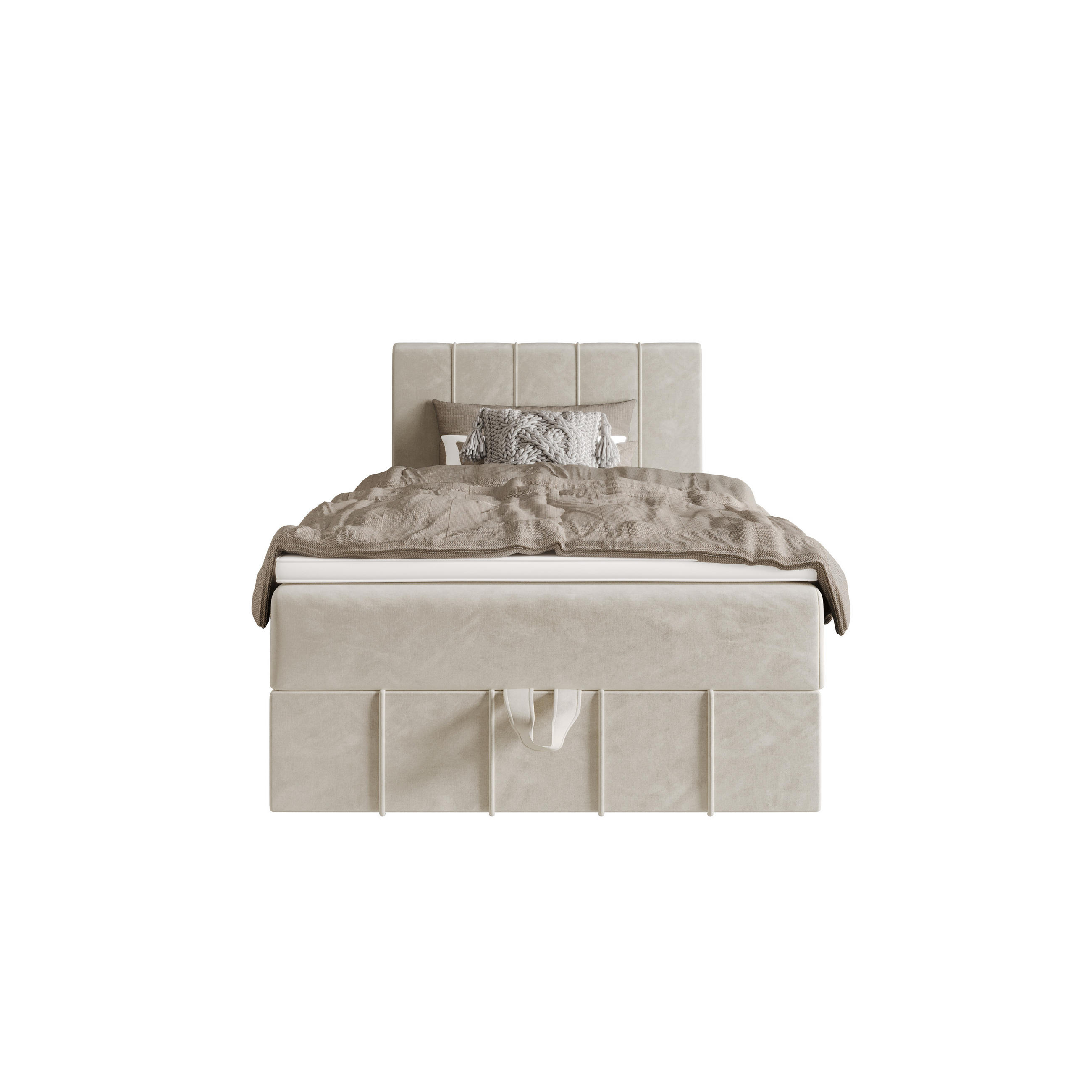 BOXBETT BAHAMA 120x200 Monolith 02, mit Matratze H3 und Topper, Creme - Creme, Holz/Kunststoff (120/200cm) - Bedante