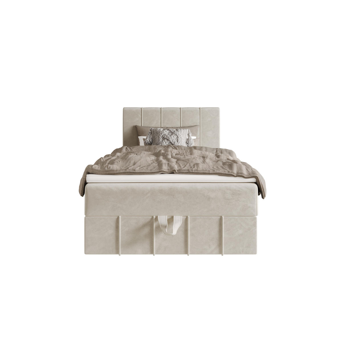 BOXBETT BAHAMA 100x200 Monolith 02, mit Matratze H3 und Topper, Creme - Creme, Holz/Kunststoff (100/200cm) - Bedante