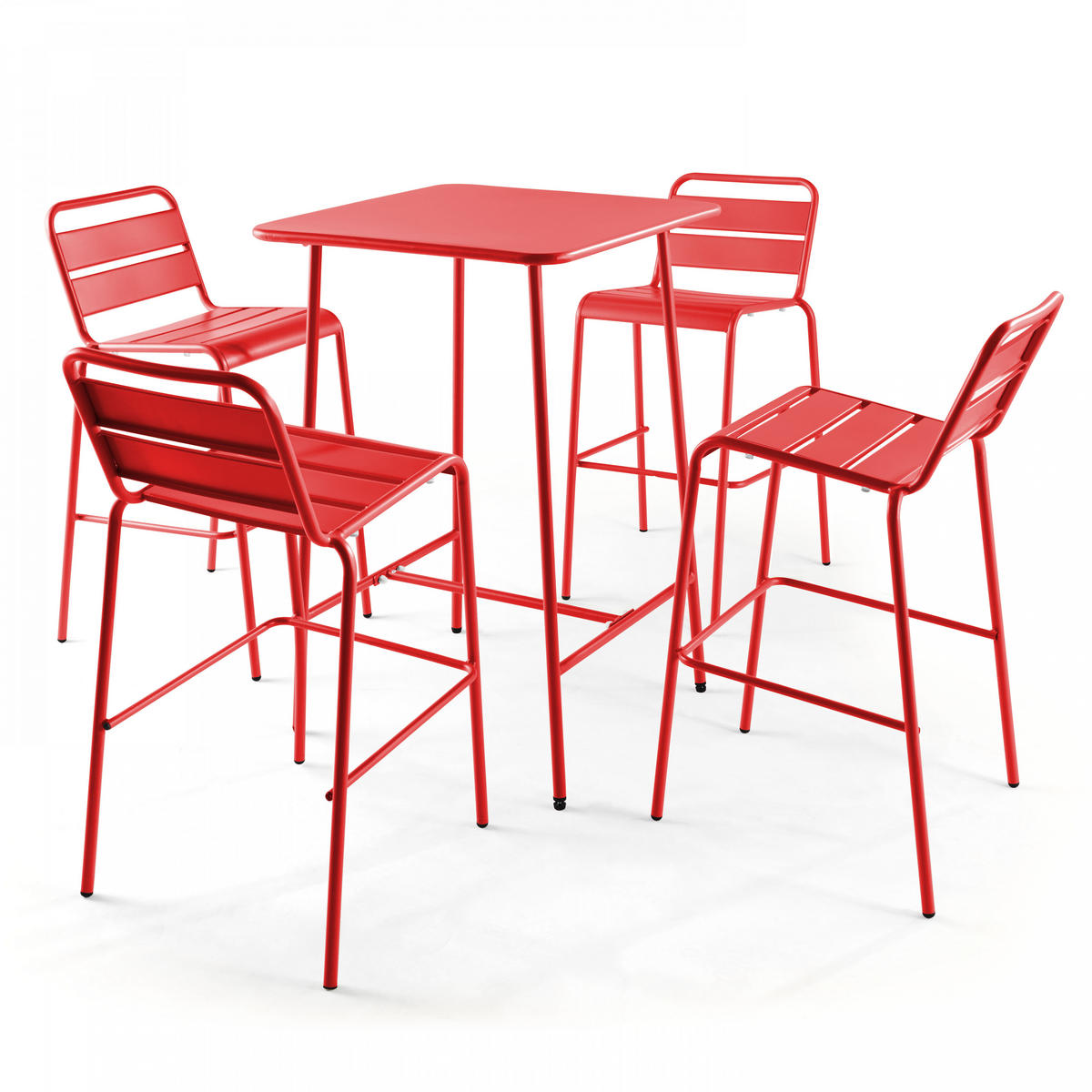 STEHTISCH, Rot - Rot, Metall (70/70/105cm) - Oviala