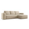 ECKSOFA mit Schlaffunktion Samt Stoff Beige - Beige/Creme, Kunststoff/Textil (258/160cm) - Makamii
